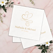 Romantische Zwei Herzen Individuelle Name & Datum Servietten Mit Folie