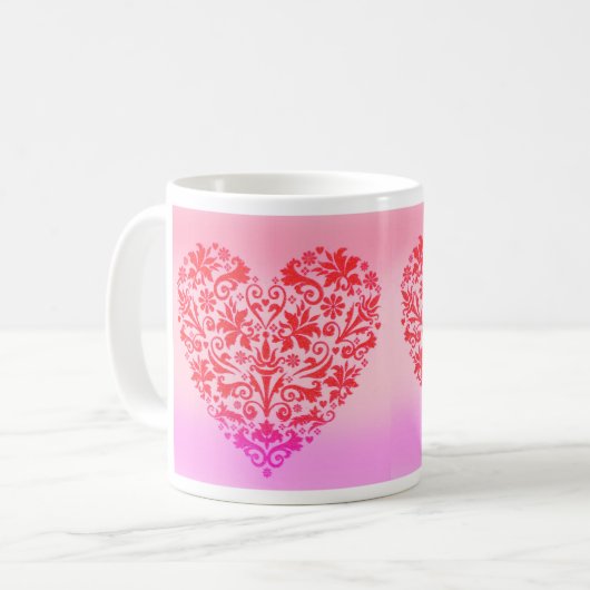 Romantische zwei rote Herzen Kaffeetasse (Vorderseite Links)