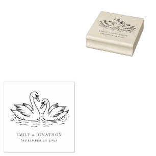 Romantische zwei Schwäne in Liebeshochzeit Gummistempel