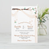Romantische Zweigstelle mit Drape und Mason Jar Li Einladung (Stehend Vorderseite)