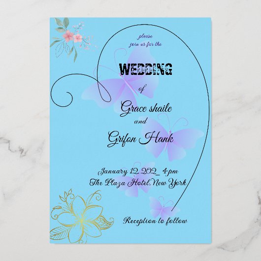 Romantische zyklische Farbe mit Herzform Folieneinladung (Vorderseite)