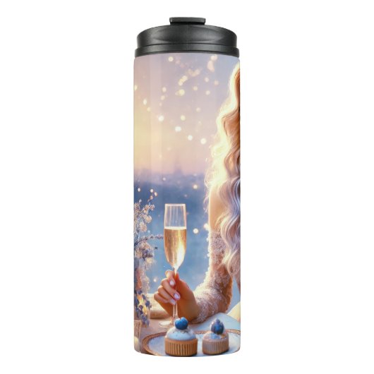 Romantischer Abend am Eiffelturm Thermosbecher (Vorderseite)