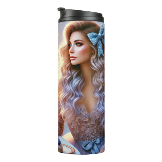 Romantischer Abend am Eiffelturm Thermosbecher (Nach rechts gedreht)