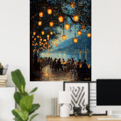 Romantischer Abend am See im impressionistischen S Poster (Heimbüro)