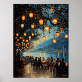 Romantischer Abend am See im impressionistischen S Poster (Vorne)