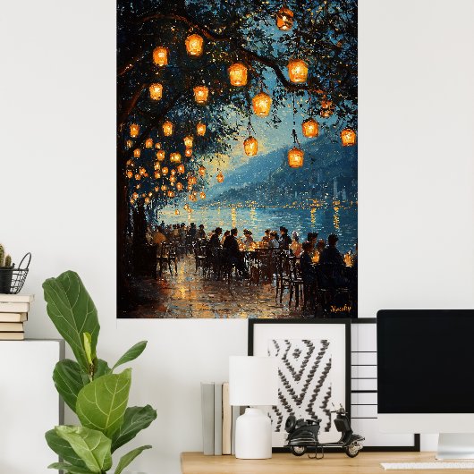 Romantischer Abend am See Impressionist Style Poster (Heimbüro)