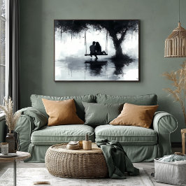 Romantischer Abend Couple on a Swing Under Tree Poster