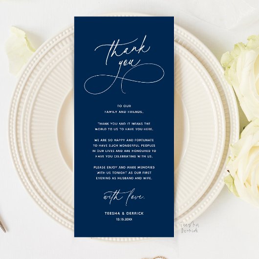 Romantischer Abendessen-Tisch-Dankeskarten-Setzung Programm