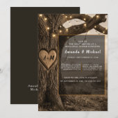 Romantischer alter Baum mit Herz-Schnitzerei und G Einladung (Vorne/Hinten)
