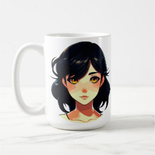 Romantischer Anime-Traum: Schönheit mit blauen Haa Kaffeetasse