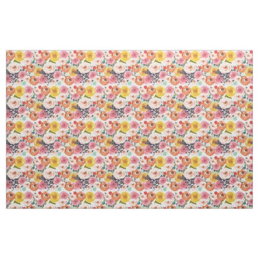 Romantischer Aquarell-Garten mit Blumen Stoff (Fat Quarter (45,7 x 55,9 cm))