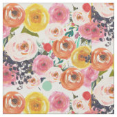 Romantischer Aquarell-Garten mit Blumen Stoff (Nahaufnahme)