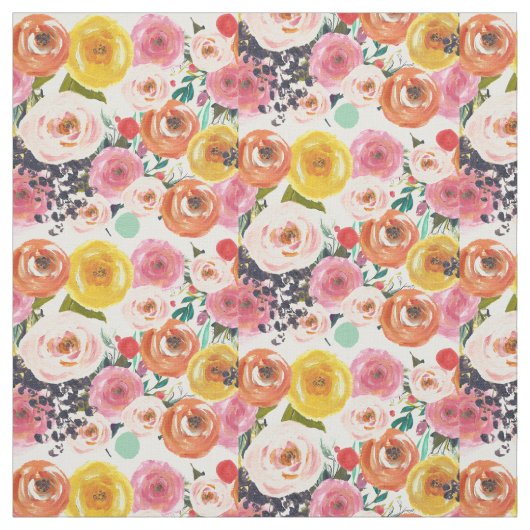Romantischer Aquarell-Garten mit Blumen Stoff (Muster)