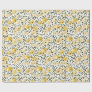 Romantischer Aquarell-Gelber Blumen Garten Geschenkpapier