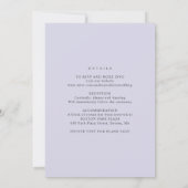 Romantischer Aquarelllavender mit Details Hochzeit Einladung (Rückseite)