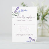 Romantischer Aquarelllavenor | Wahl des Essens RSVP Karte (Stehend Vorderseite)