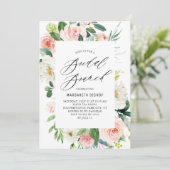 Romantischer Aquarellpeach Florals Bridal Brunch Einladung (Stehend Vorderseite)