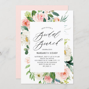 Romantischer Aquarellpeach Florals Bridal Brunch Einladung
