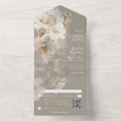 Romantischer ätherischer neutraler beiger QR-Code All In One Einladung (Innen Boden)