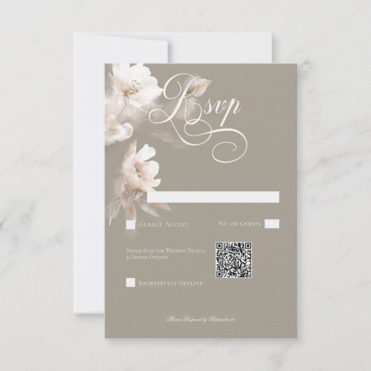 Romantischer ätherischer neutraler beiger QR-Code RSVP Karte (Vorderseite)