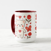 Romantischer Bärenherz-Keramikbecher Tasse (Vorderseite Links)