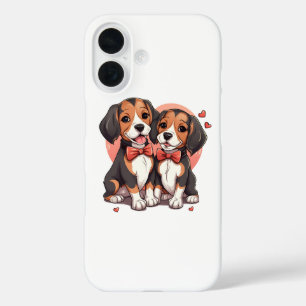Romantischer Beagle Welpe Liebe Illustration iPhone 16 Hülle