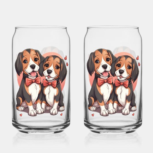 Romantischer Beagle Welpe Liebe Illustration Dosenglas (Vorderseite)