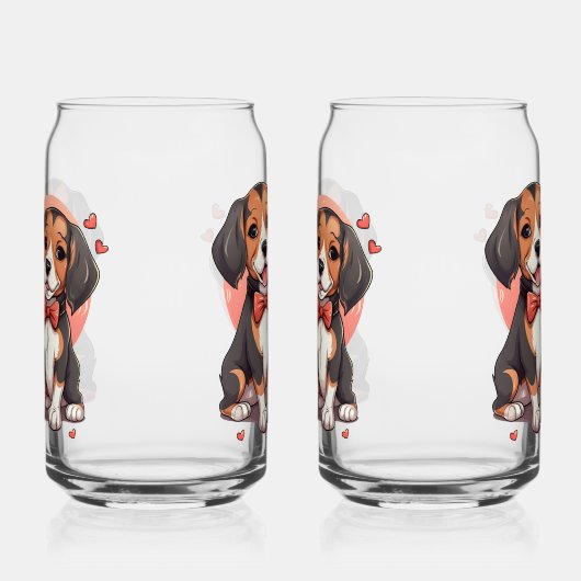 Romantischer Beagle Welpe Liebe Illustration Dosenglas (Links)