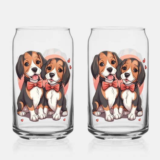 Romantischer Beagle Welpe Liebe Illustration Dosenglas (Rückseite)