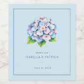 Romantischer blauer Blumen-Hortensienstrauß Weinetikett (Einzelnes Label)