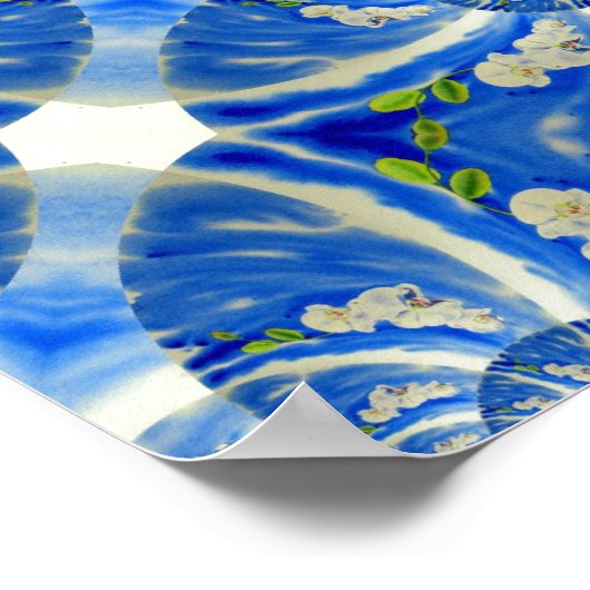 Romantischer, blauer Himmel und weiße Orchideen Poster (Ecke)