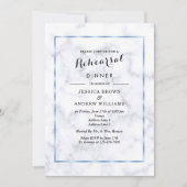 Romantischer Blauer Marmor Hochzeit Probe Abendess Einladung (Vorderseite)