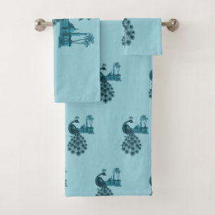 Romantischer blauer Pfau Badhandtuch Set