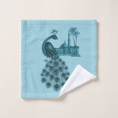 Romantischer blauer Pfau Badhandtuch Set (Waschlappen)