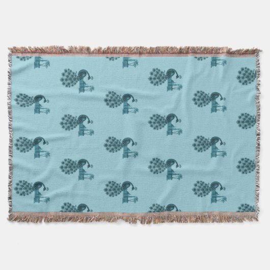Romantischer blauer Pfau Decke (Vorderseite)