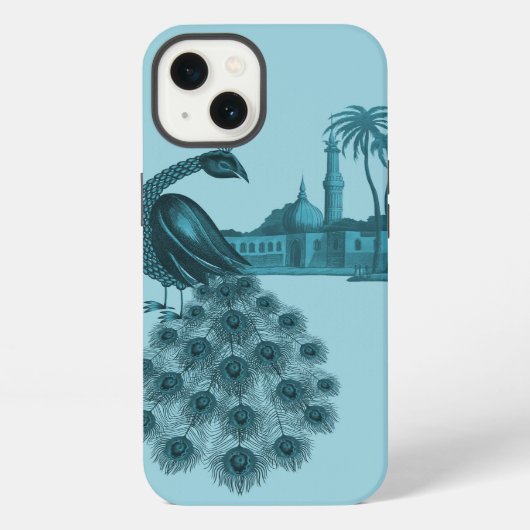 Romantischer blauer Pfau iPhone Hülle (Rückseite)