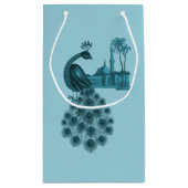 Romantischer blauer Pfau Kleine Geschenktüte (Rückseite)