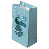 Romantischer blauer Pfau Kleine Geschenktüte (Rückseite Schrägansicht)