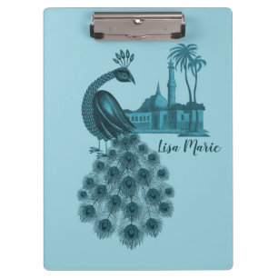 Romantischer blauer Pfau Klemmbrett