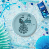 Romantischer Blauer Pfau Pappteller (Party)