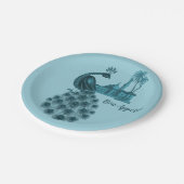Romantischer Blauer Pfau Pappteller (Schrägansicht)