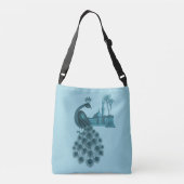Romantischer blauer Pfau Tragetaschen Mit Langen Trägern (Rückseite)