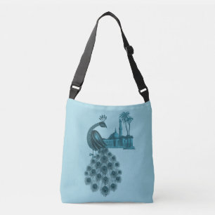 Romantischer blauer Pfau Tragetaschen Mit Langen Trägern