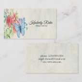 Romantischer Blauer Schmetterling auf der roten Bl Visitenkarte (Vorne/Hinten)