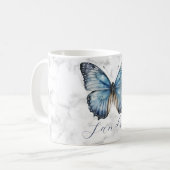 Romantischer Blauer Schmetterling Kaffeetasse (Vorderseite Links)