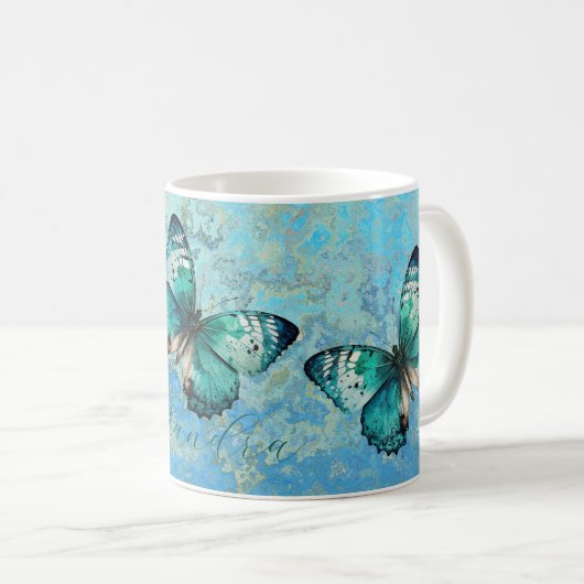 Romantischer Blauer Schmetterling Kaffeetasse (VorderseiteRechts)