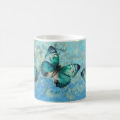 Romantischer Blauer Schmetterling Kaffeetasse (Mittel)