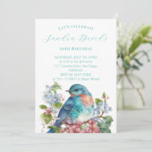 Romantischer Blauvogel zum Geburtstag Einladung (Stehend Vorderseite)