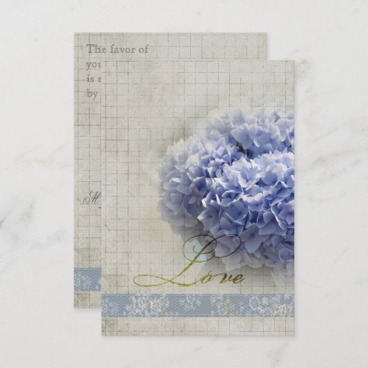 Romantischer Blue Hydrangeas Wedding RSVP (Vorne/Hinten)