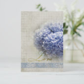 Romantischer Blue Hydrangeas Wedding RSVP Karte (Stehend Vorderseite)